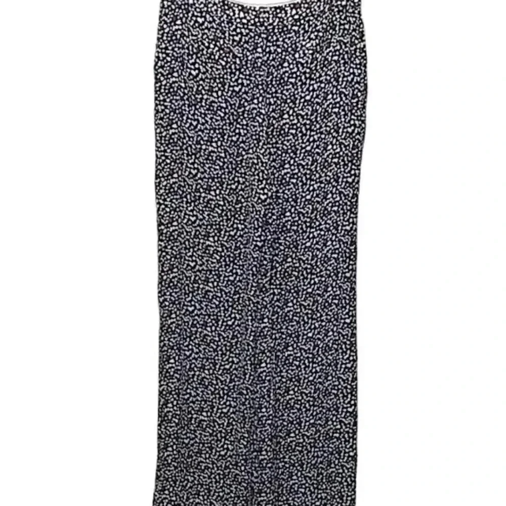 Michael Kors Heart Print Silk Wide Leg Navy Pants